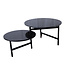 PTMD Waze Black Marble iron coffeetable marble top rnd