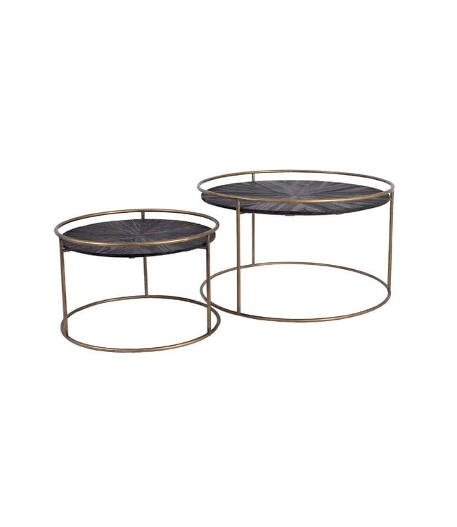 PTMD Carry Black Wood coffeetable round gold frame sv2