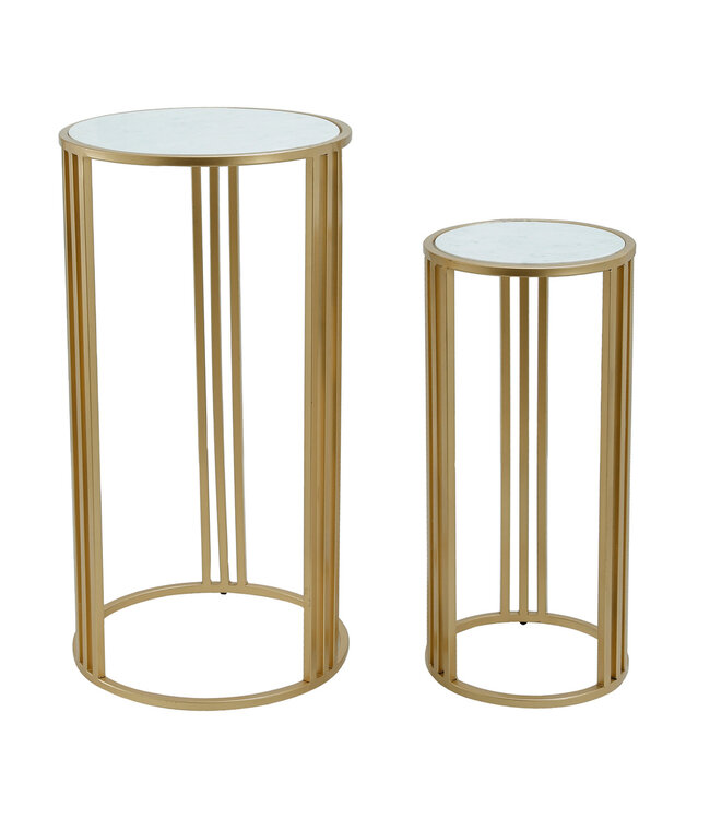 PTMD Lacu Gold iron side table round stone top SV2