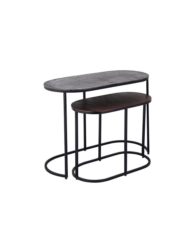 PTMD Janca Black iron sidetable oval aluminum top SV2