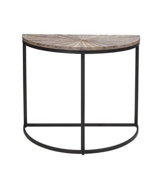 PTMD Vic Natural sidetable halfround inlay wood iron fr