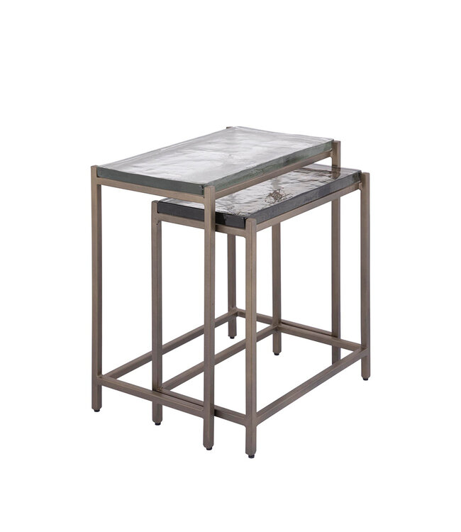 PTMD Lucinde Brass iron sidetable smoky glass rect SV2