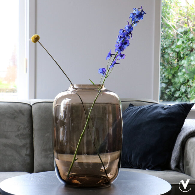 Taupe vaas Artic van rookglas - Vase the World