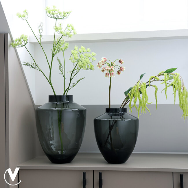 Glazen vaas Tugela, grijze bloemenvaas - Vase the World