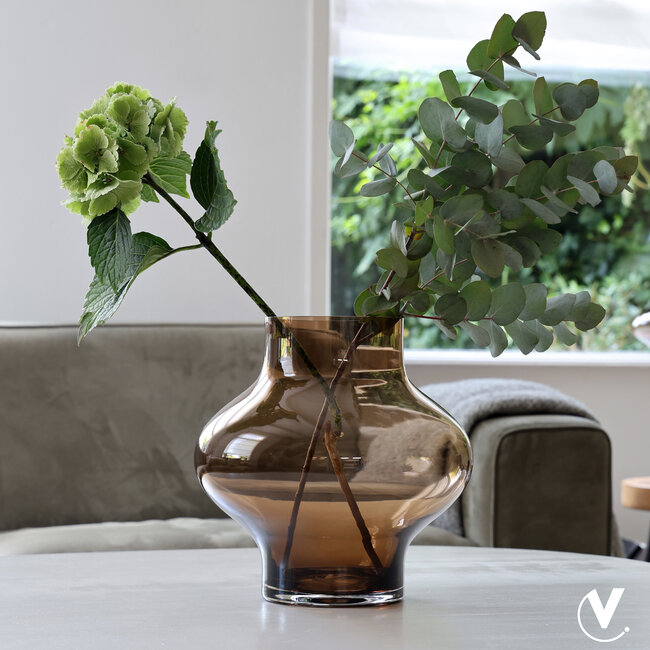 Taupe glazen vaas Ruvuma - Vase the World