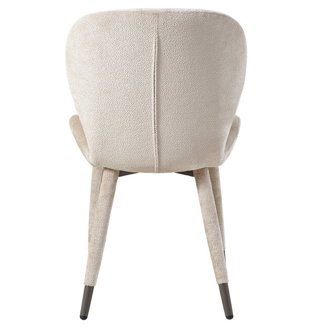 PTMD Beige eetkamerstoel Thor met gestoffeerde poten. Beige velvet eetkamerstoel van PTMD.