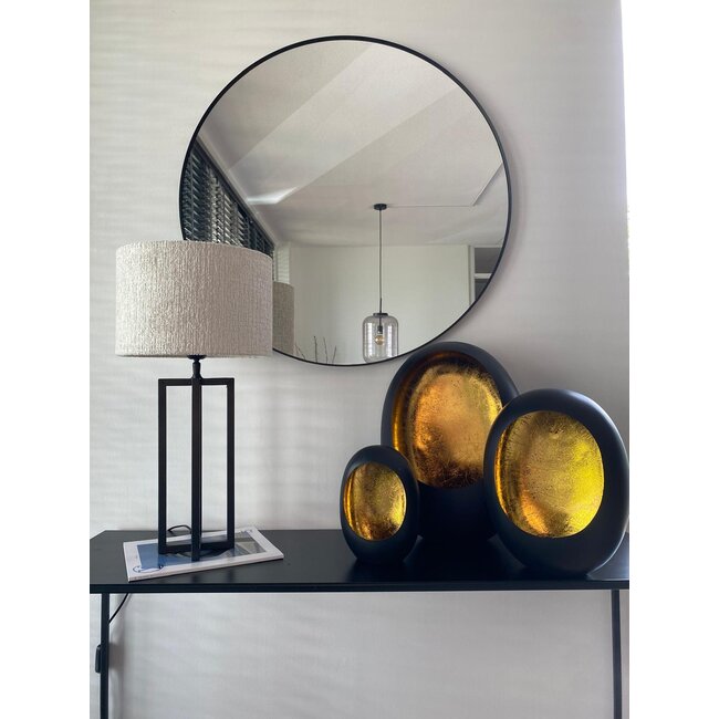 Windlicht Egg - Zwart en goud