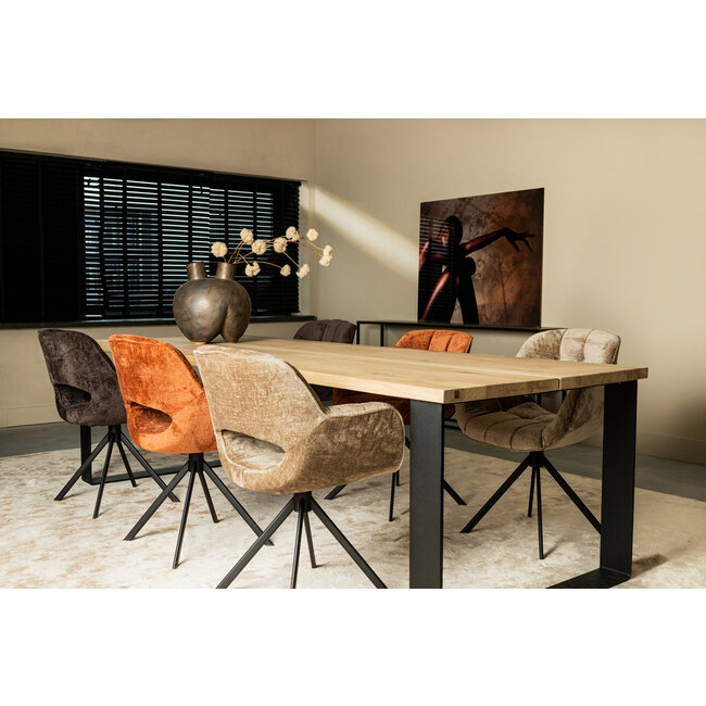 PTMD Link Dining chair dark brown fabric with metal leg