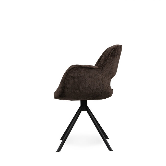 PTMD Link Dining chair dark brown fabric with metal leg