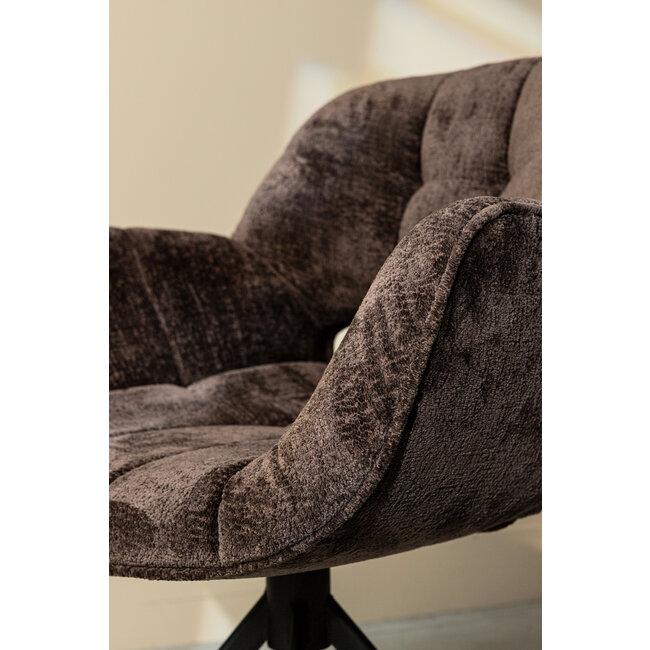 PTMD Link Dining chair dark brown fabric with metal leg