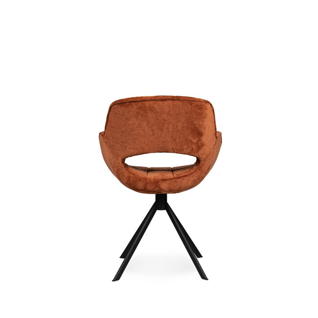 PTMD Oranje eetkamerstoel met armleuning Link - met zwart metaal onderstel - PTMD