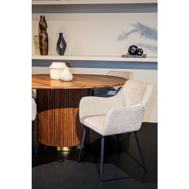 PTMD Zwarte eetkamerstoel met armleuning Fallax - Zwarte stoel