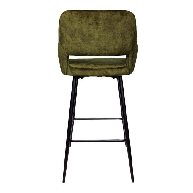 PTMD Barkruk met rugleuning - Fallon - Groene barkruk - Velvet barkruk - Zithoogte 75 cm