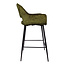 PTMD Barkruk met rugleuning - Fallon - Groene barkruk - Velvet barkruk - Zithoogte 75 cm