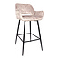 PTMD Barkruk met rugleuning - Fallon - Beige barkruk - Velvet barkruk - Zithoogte 75 cm