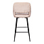 PTMD Barkruk met rugleuning - Fallon - Beige barkruk - Velvet barkruk - Zithoogte 75 cm
