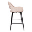 PTMD Barkruk met rugleuning - Fallon - Beige barkruk - Velvet barkruk - Zithoogte 75 cm