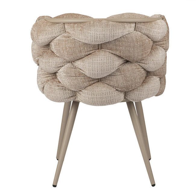 Pole to Pole Eetkamerstoel Cream ‘Rock Chair’ – Gevlochten rugleuning - Beige velvet - Pole to Pole