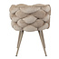 Pole to Pole Eetkamerstoel Cream ‘Rock Chair’ – Gevlochten rugleuning - Beige velvet - Pole to Pole