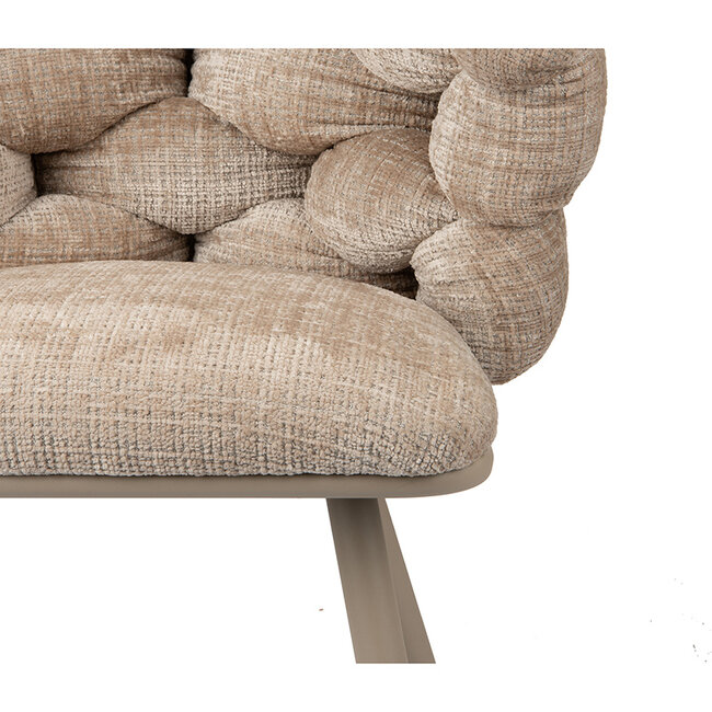 Pole to Pole Eetkamerstoel Cream ‘Rock Chair’ – Gevlochten rugleuning - Beige velvet - Pole to Pole