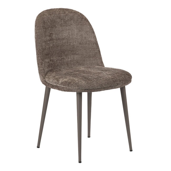 Pole to Pole Taupe eetkamerstoel met taupe frame - Taupe keukenstoel zonder armleuning - Pole to Pole