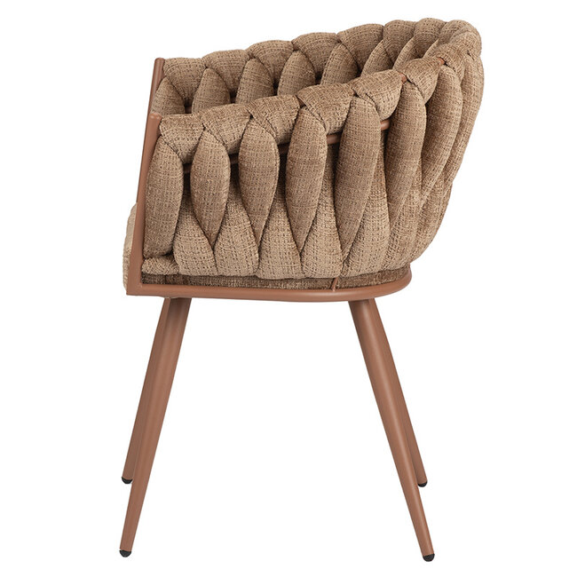 Pole to Pole Taupe eetkamerstoel met gevlochten rugleuning - Wave Chair – Pole to Pole - bruin frame