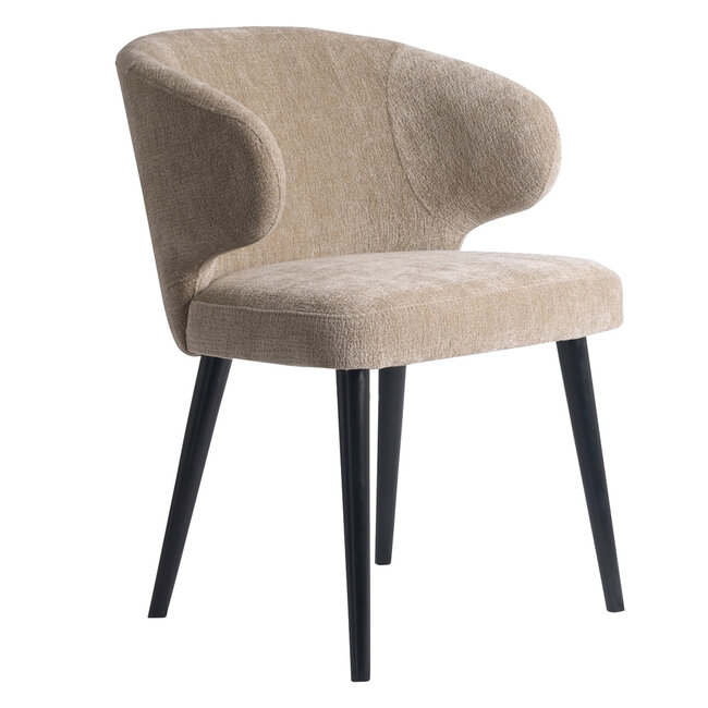 PTMD Eetkamerstoel Fiori - Beige eetkamerstoel met armleuning - Stoel voor eettafel - Beige stoel - Zandkleurige eetkamerstoel