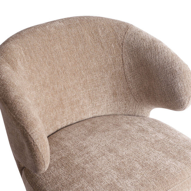 PTMD Eetkamerstoel Fiori - Beige eetkamerstoel met armleuning - Stoel voor eettafel - Beige stoel - Zandkleurige eetkamerstoel