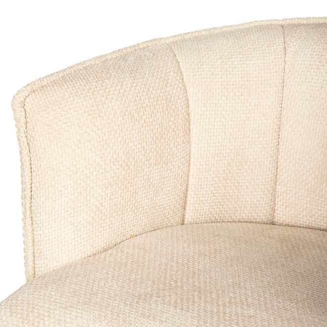 PTMD Beige eetkamerstoel Como – Draaibare eetkamerstoel met armleuning – Comfortabele designstoel met zwarte poten – Luxe beige stoel voor eetkamer of thuiswerkplek