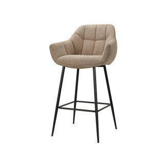 Bar chair high taupe/ beige with armrest (set of 2)