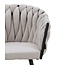 Homerebels Collection Gevlochten eetkamerstoel Beige Weave – beige eetkamerstoel van geweven stof met armleuning