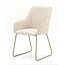 Homerebels Collection  Frisco Drive eetkamerstoel beige – luxe linnenlook stoel met armleuningen en doorgestikte kussens voor een modern of Scandinavisch interieur