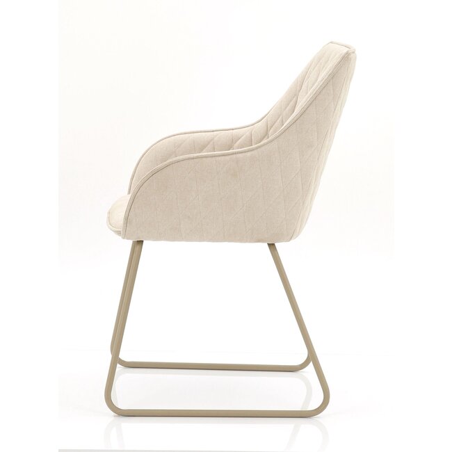 Homerebels Collection  Eetkamerstoel Frisco Drive - Beige eetkamerstoel met beige poten - Luxe linnen beige stoel