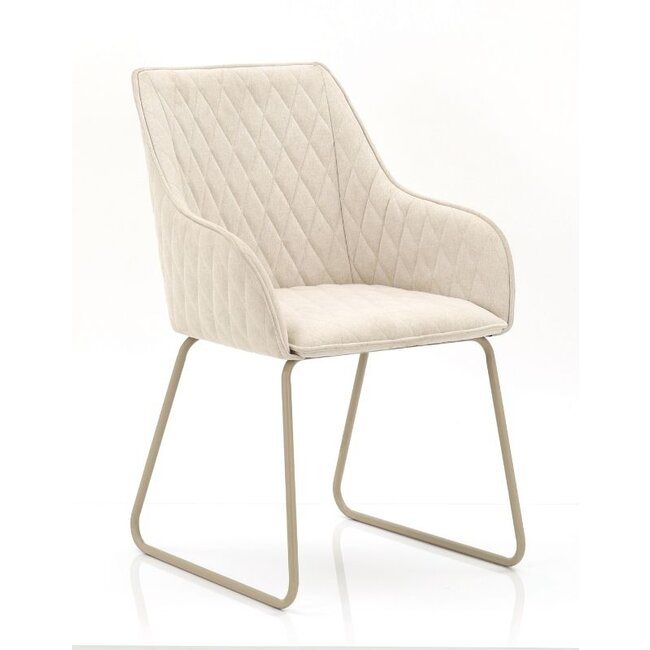 Homerebels Collection  Eetkamerstoel Frisco Drive - Beige eetkamerstoel met beige poten - Luxe linnen beige stoel