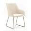 Homerebels Collection  Frisco Drive eetkamerstoel beige – luxe linnenlook stoel met armleuningen en doorgestikte kussens voor een modern of Scandinavisch interieur