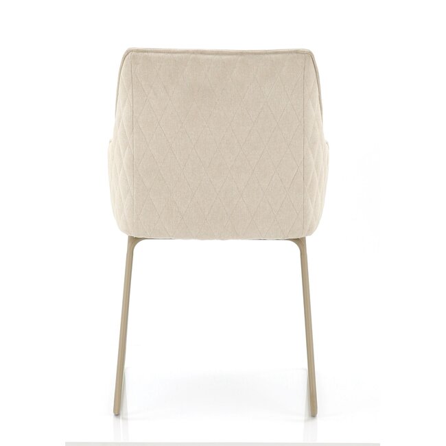 Homerebels Collection  Frisco Drive eetkamerstoel beige – luxe linnenlook stoel met armleuningen en doorgestikte kussens voor een modern of Scandinavisch interieur