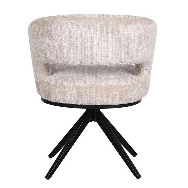 Pole to Pole Luxe gestoffeerde eetkamerstoel crème – Met armleuning en pocket spring comfort