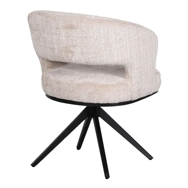 Pole to Pole Luxe gestoffeerde eetkamerstoel crème – Met armleuning en pocket spring comfort