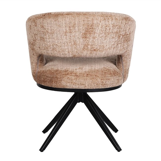 Pole to Pole Luxe gestoffeerde eetkamerstoel caramel – Met armleuning en pocket spring comfort
