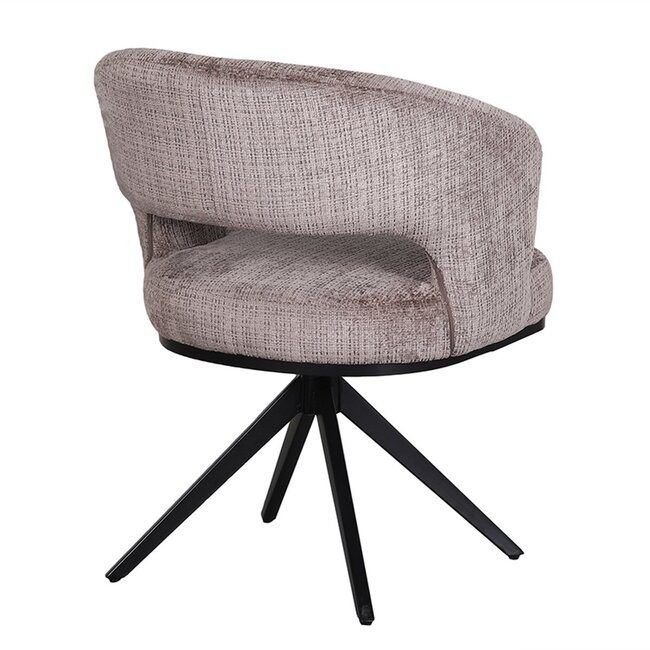 Pole to Pole Taupe eetkamerstoel met armleuning – Luxe stof, vaste poten, hotel-chique design