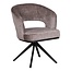 Pole to Pole Taupe eetkamerstoel met armleuning – Luxe stof, vaste poten, hotel-chique design