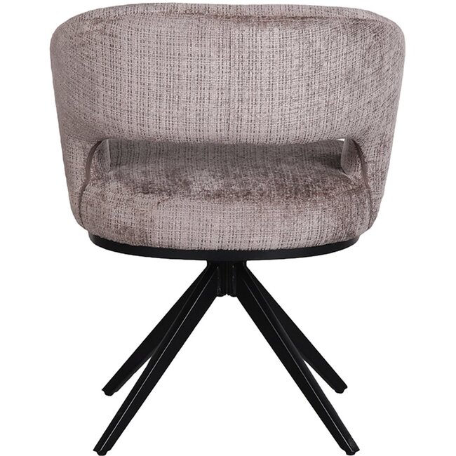 Pole to Pole Taupe eetkamerstoel met armleuning – Luxe stof, vaste poten, hotel-chique design