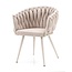 Homerebels Collection Beige eetkamerstoel met beige poten - gevlochten rugleuning - Wave Chair – beige eetkamerstoel met armleuning