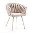 Homerebels Collection Beige eetkamerstoel met beige poten - gevlochten rugleuning - Wave Chair – beige eetkamerstoel met armleuning