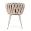 Homerebels Collection Beige eetkamerstoel met beige poten - gevlochten rugleuning - Wave Chair – beige eetkamerstoel met armleuning