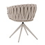 Homerebels Collection Eetkamerstoel ‘Wave Chair’ – Gevlochten rugleuning – Beige eetkamerstoel met beige frame - 360 graden draaiend.