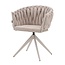 Homerebels Collection Eetkamerstoel ‘Wave Chair’ – Gevlochten rugleuning – Beige eetkamerstoel met beige frame - 360 graden draaiend.