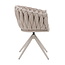 Homerebels Collection Eetkamerstoel ‘Wave Chair’ – Gevlochten rugleuning – Beige eetkamerstoel met beige frame - 360 graden draaiend.