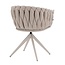 Homerebels Collection Eetkamerstoel ‘Wave Chair’ – Gevlochten rugleuning – Beige eetkamerstoel met beige frame - 360 graden draaiend.