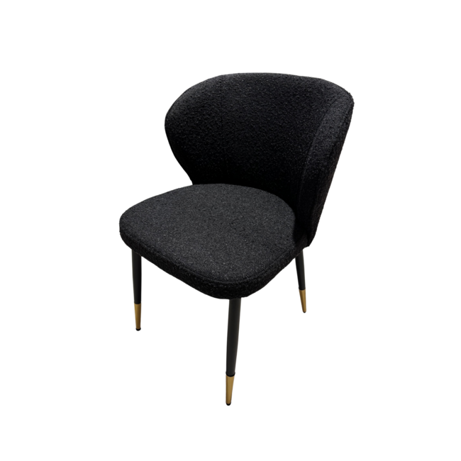 Homerebels Collection Zwarte eetkamerstoel zonder armleuning - Bouclé eetkamerstoel Giorgio